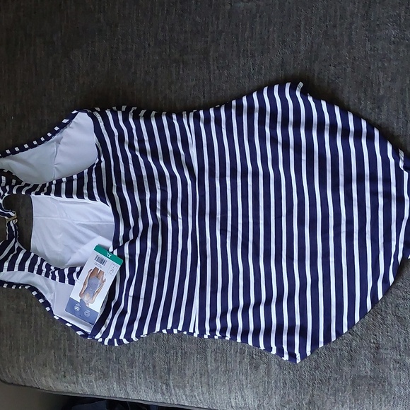 NWT Lands' End Navy and White Striped Swimsuit SIZE XL - Picture 5 of 5